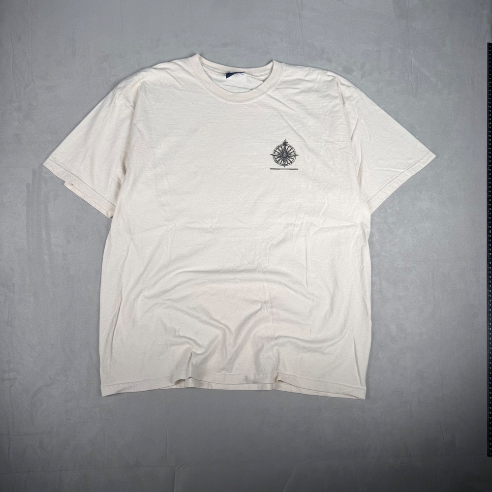 90s Mens Del Sol World Map Graphic Heavyweight T-Shirt Cream XL